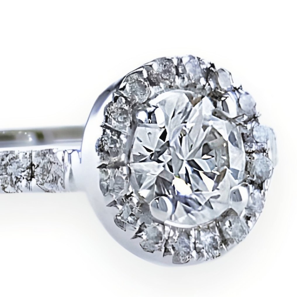 订婚戒指 - 14K包金 白金 -  0.57ct. tw. 钻石  (天然) - 钻石 #1.1