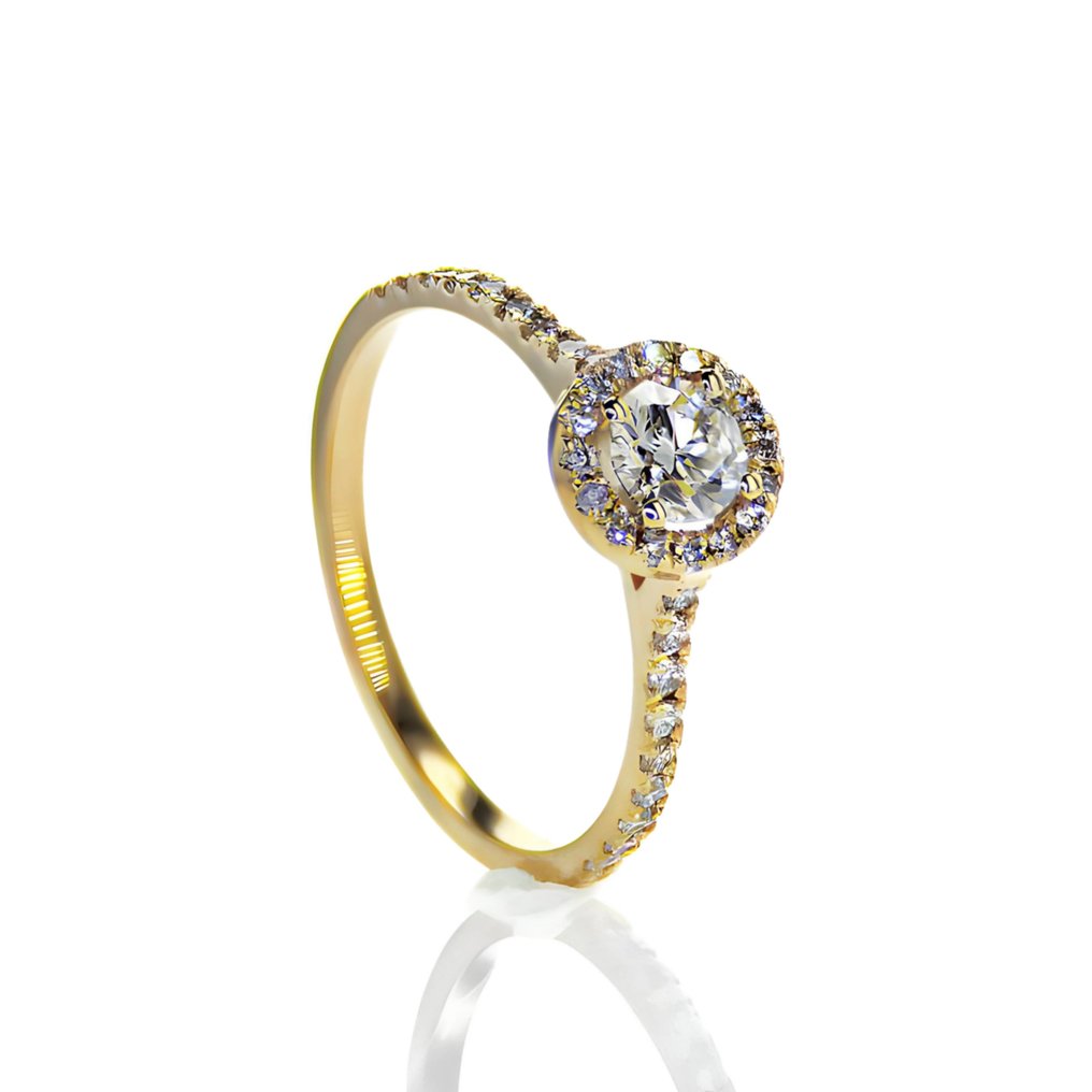14 karat Guld, Gulguld - Ring - 0.54 ct Diamant - Diamanter #1.1