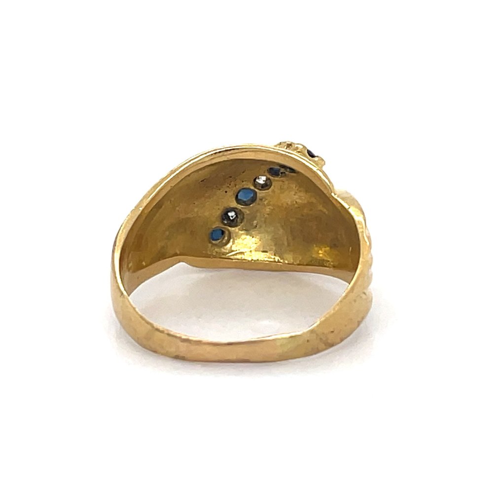 戒指 - 18K包金 黄金 蓝宝石 - 钻石 #2.1