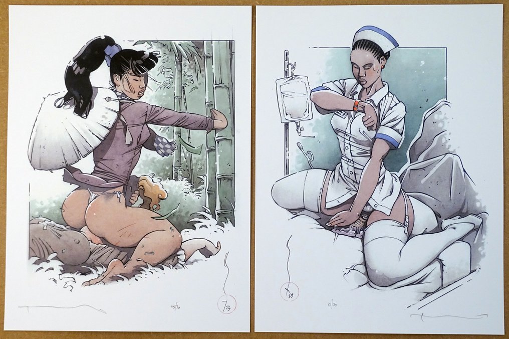 Michetz, Marc - 2 Offset Print - À Califourchon - La paysanne + L'infirmière #1.0