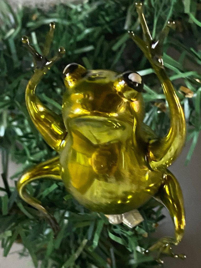 Lauscha Glaskunst: groene kikker, vrij gevormd, rond 1980 - Χριστουγεννιάτικες διακοσμήσεις Lauscha Glaskunst (2) - Γυαλί #1.0