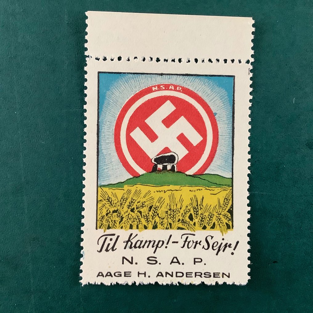 Duitse Rijk 1944 - Propaganda vignet voor Denemarken : NSAP til kamp - fur sejr met velrand #1.1