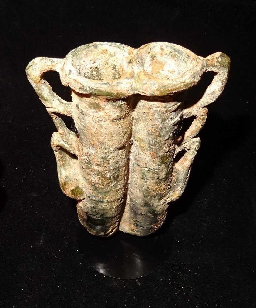 古罗马 公元2世纪玻璃双香膏瓶 #1.0