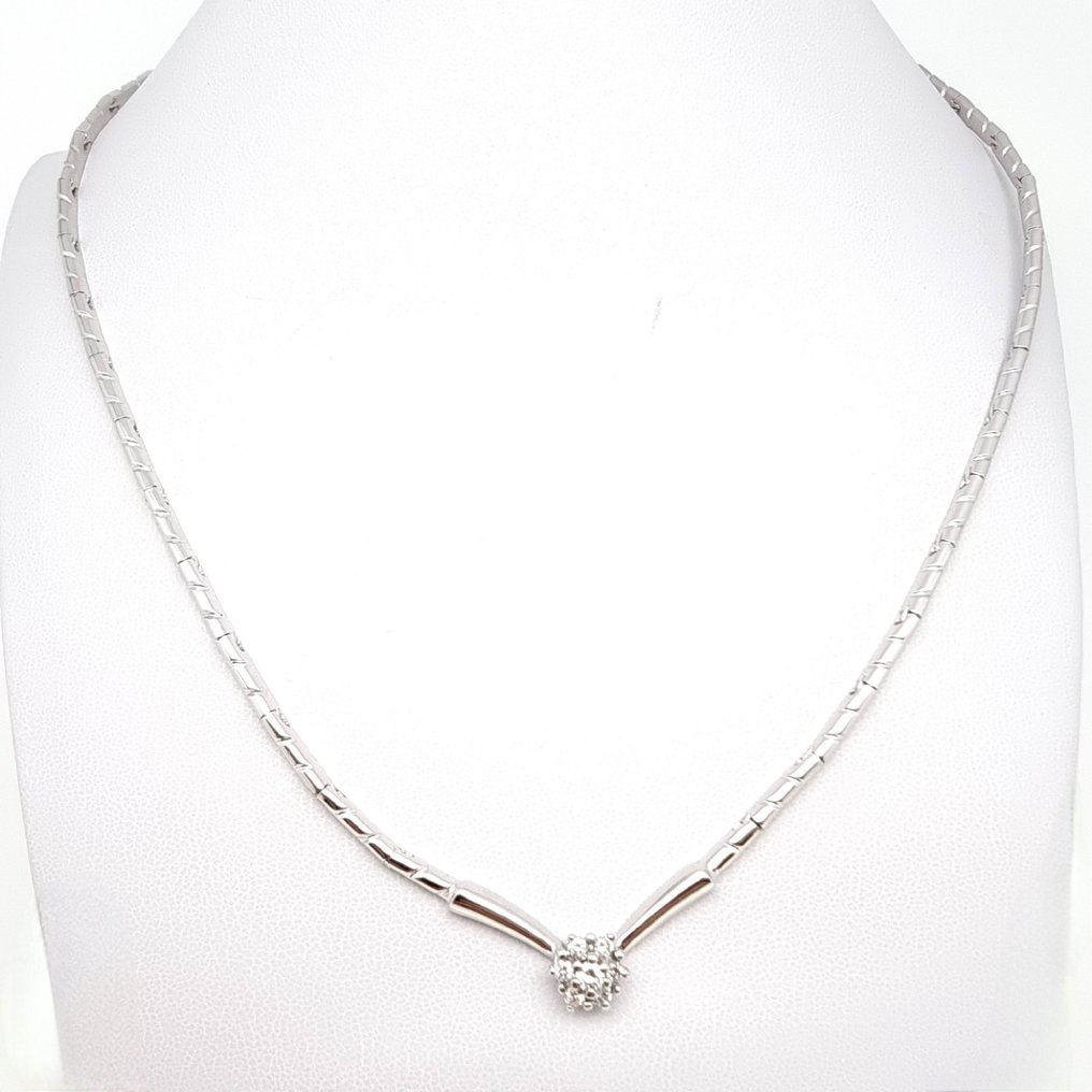 Halskette Weißgold Diamant  (Natürlich) #1.1