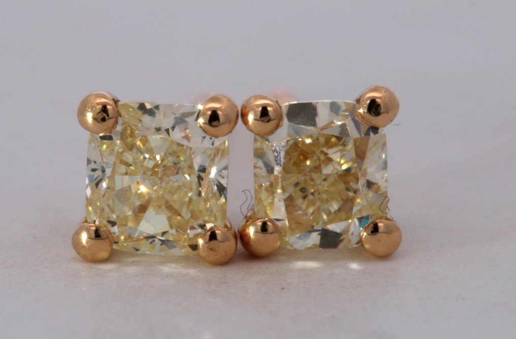 Naturel Fancy Yellow - 18 ct. Aur galben - Cercei - 0.85 ct Diamant - Diamante #3.1