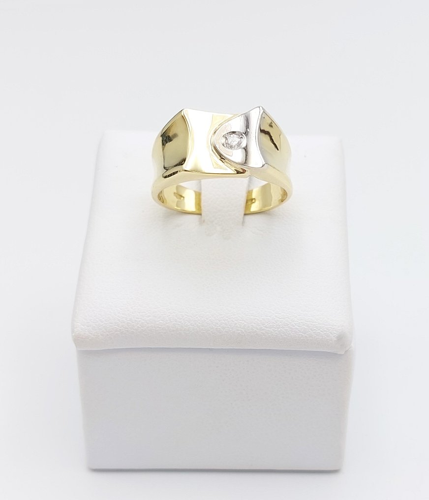 Δαχτυλίδι - 18 καράτια Κίτρινο χρυσό, Λευκός χρυσός -  0.05ct. tw. Διαμάντι  (Φυσικό) #1.2