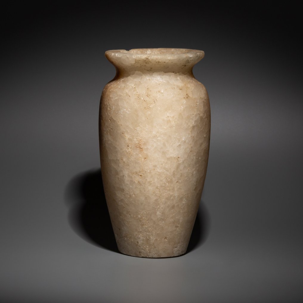 Ancient Egyptian Alabaster Big Jar. Late Period - Ptolemaic Period, 664 - 30 BC. 16 cm H. #1.1