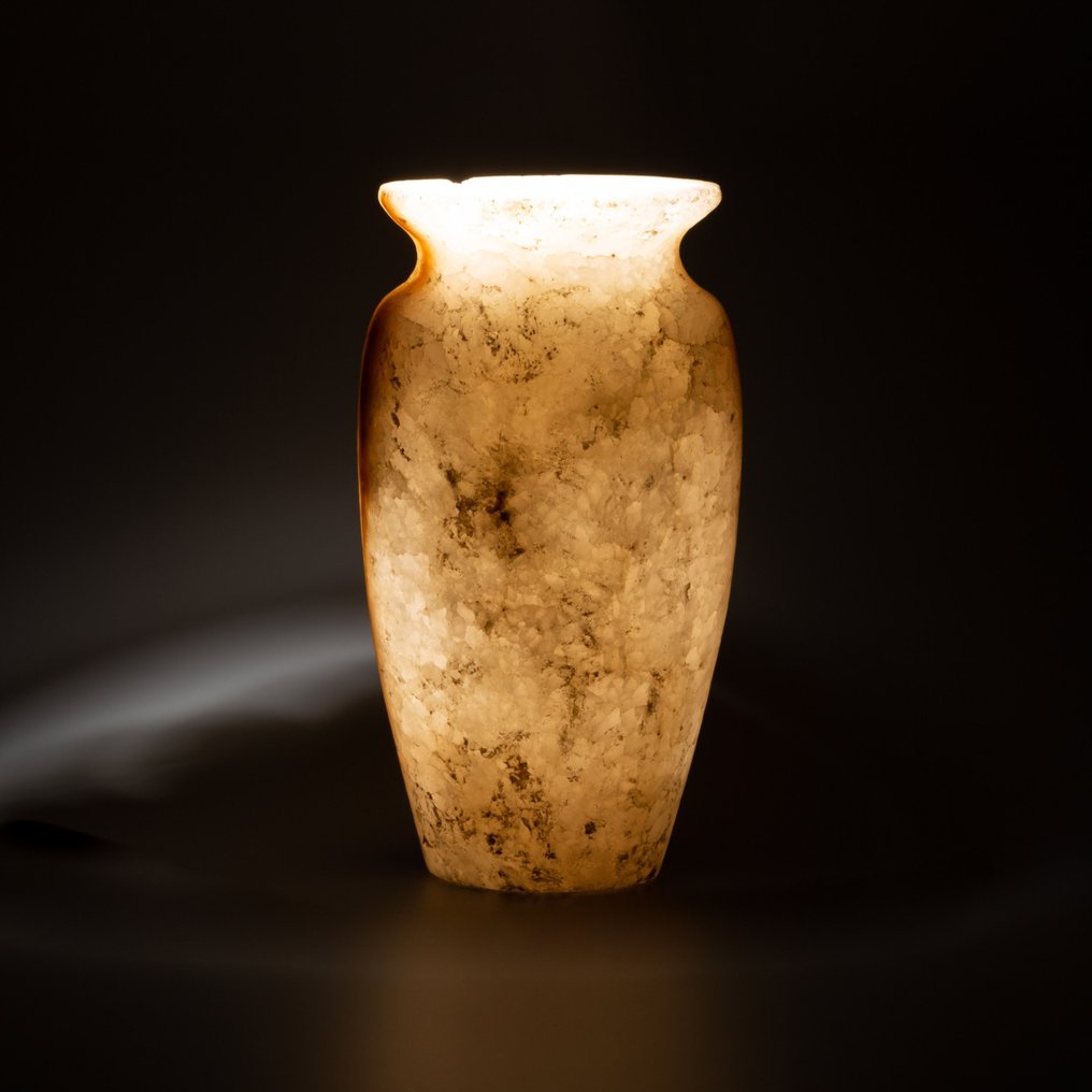 古埃及 雪花石膏 大罐子。晚期 - 托勒密時期，西元前 664 - 30 年。 16 公分高。 #1.2