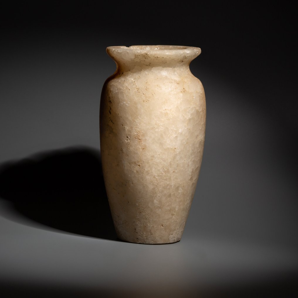Ancient Egyptian Alabaster Big Jar. Late Period - Ptolemaic Period, 664 - 30 BC. 16 cm H. #2.1