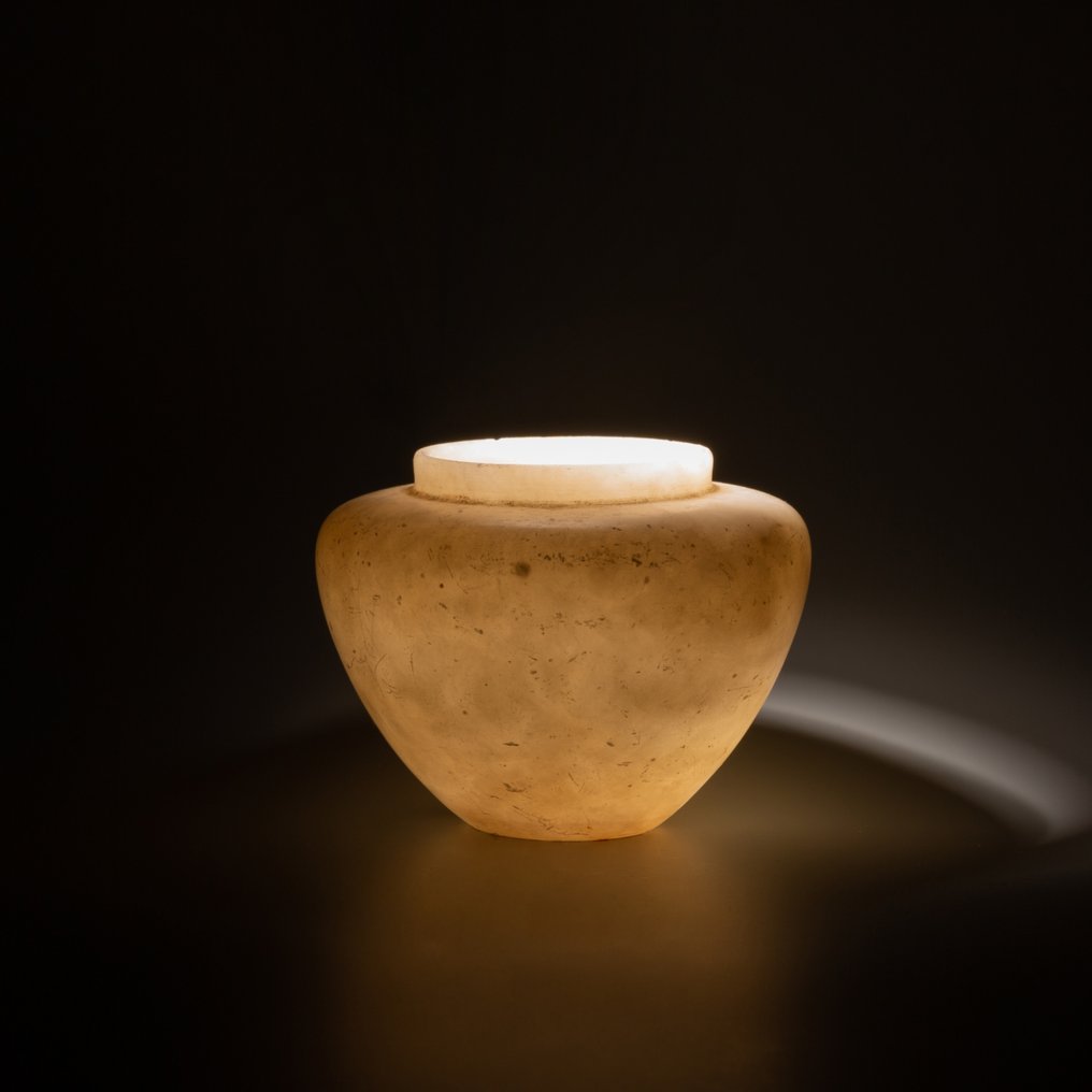 Antiguo Egipto Alabastro Cuenco de jarrón. Período Tardío - Período Ptolemaico, 664 - 30 a.C. 8 cm de altura. #2.1