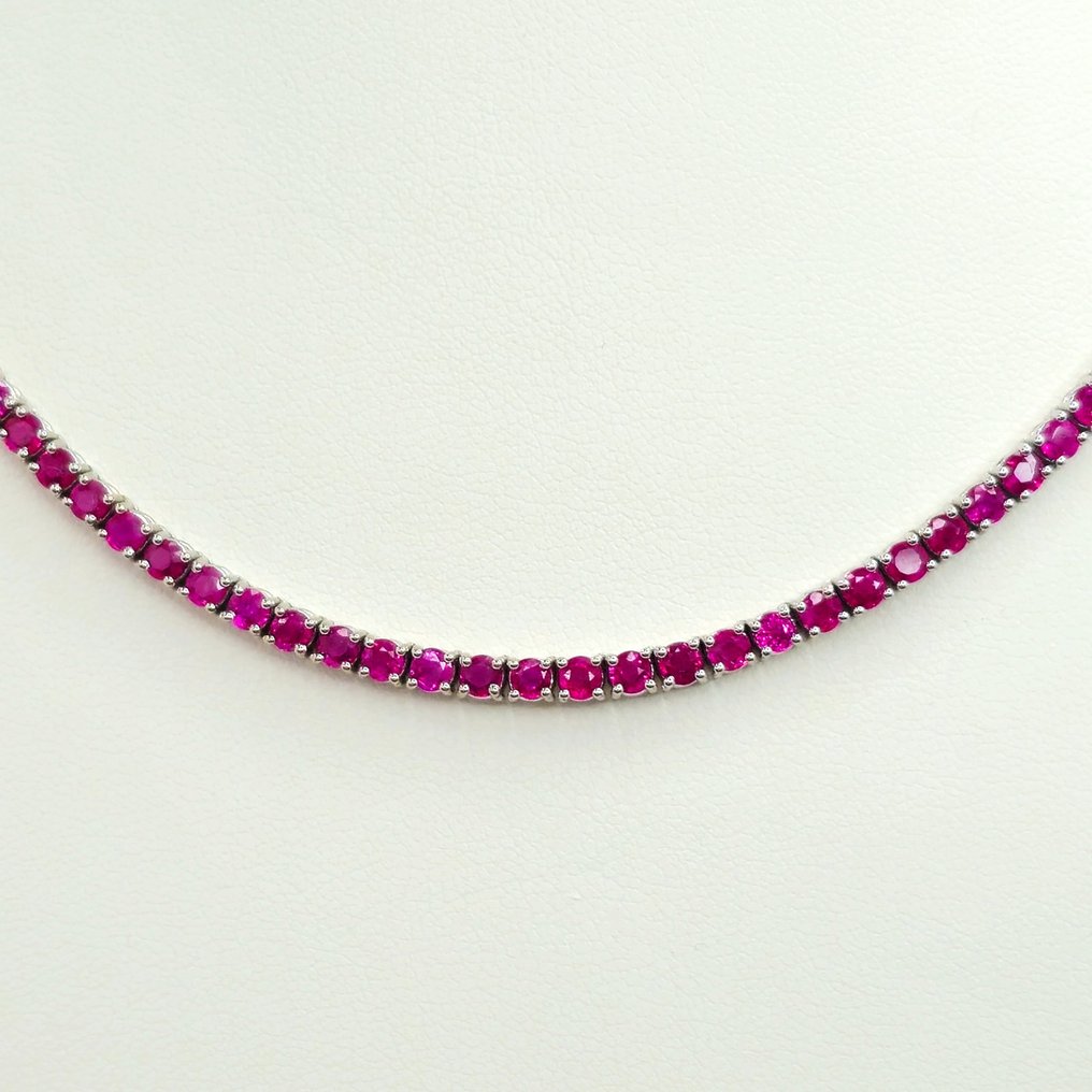14 kt. White gold - Necklace - 19.80 ct Ruby #1.2
