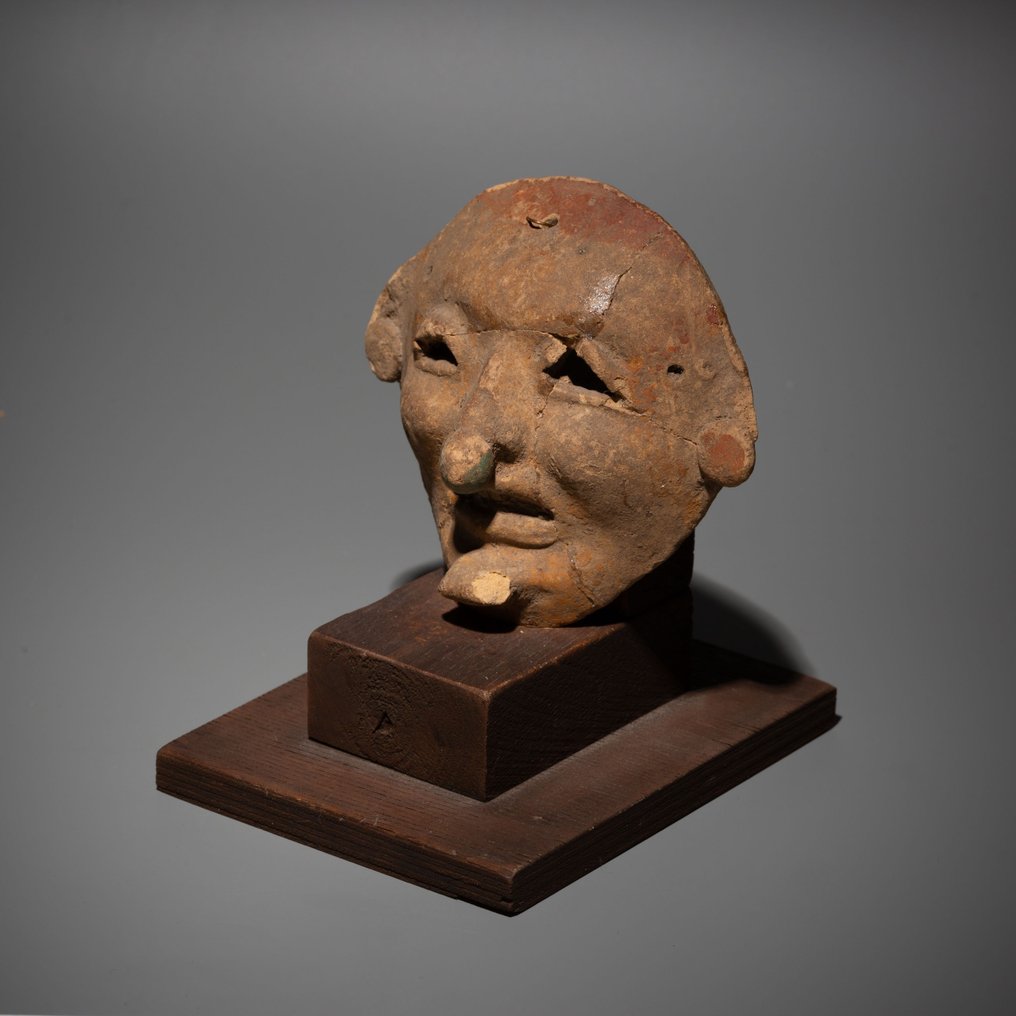 墨西哥特拉蒂爾科 Terracotta 面具。西元前 1200 - 900 年。 9.7 公分。西班牙進口許可證。 #1.2