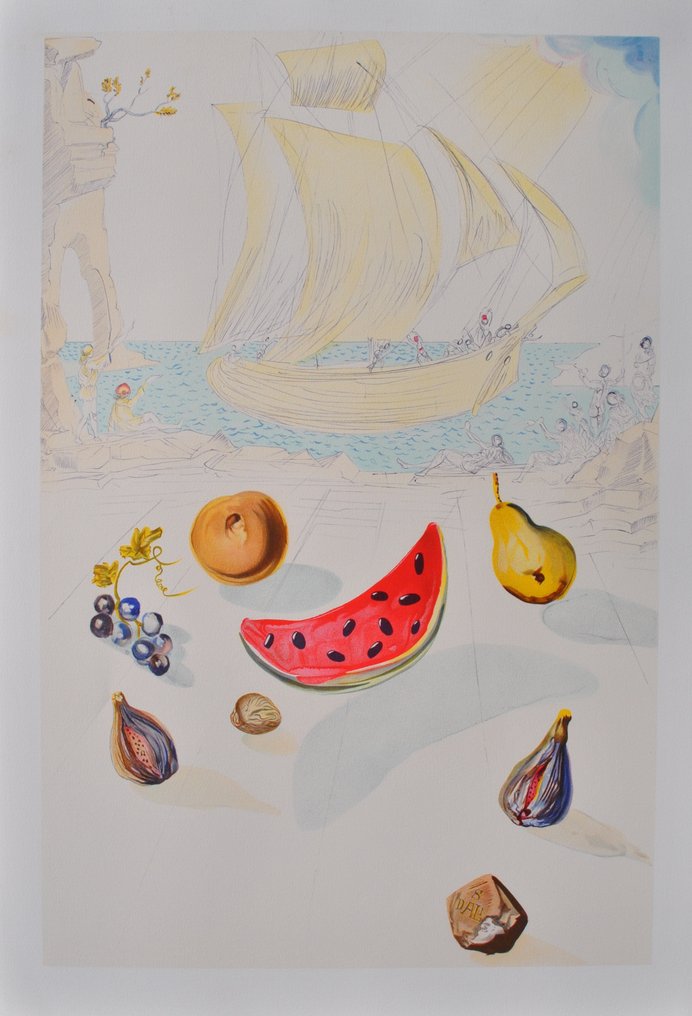 Salvador Dali (1904-1989) - Bateaux et Fruits #1.0