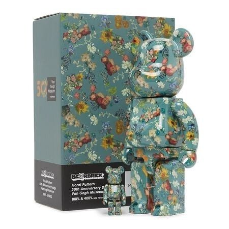 Medicom Toy Be@rbrick - 400% & 100% Bearbrick set - Vincent Van Gogh (50th Anniversary - Floral ...