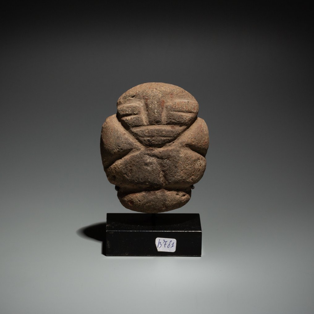 Mezcala, Estado de Guerrero, Mexico Stone Anthropomorphic Idol. 300-100 BC. 7.5 cm height. Spanish Import License. #1.1