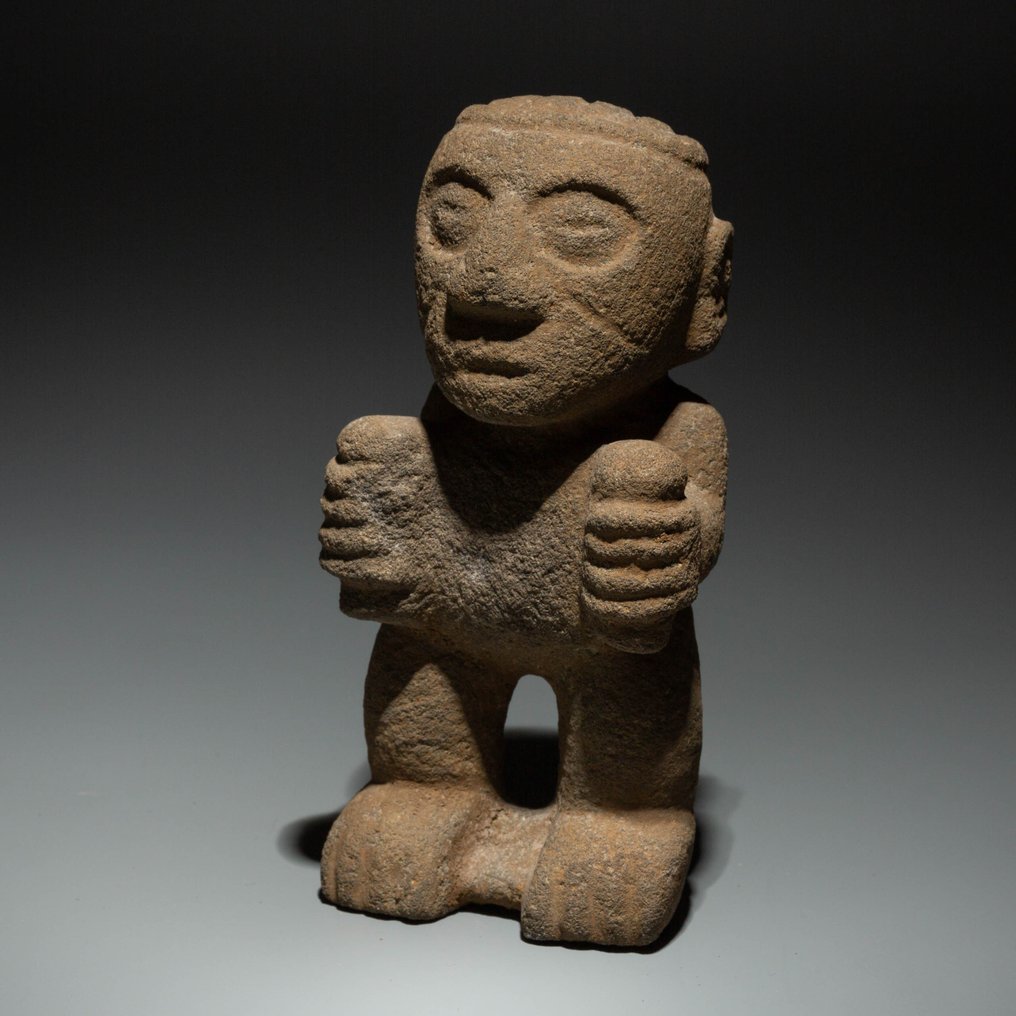 Costa Rica Stein Figur. 1000-1550 e.Kr. 12,5 cm høyde. Spansk importlisens. #1.1