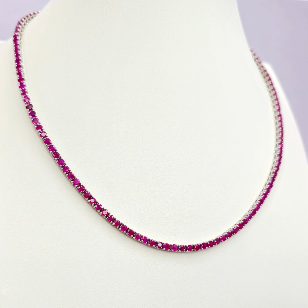 14 kt. White gold - Necklace - 19.80 ct Ruby #1.1