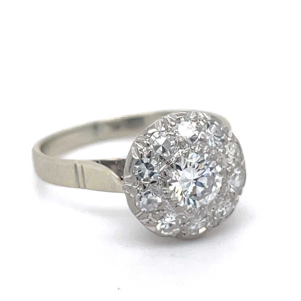 订婚戒指 - 18K包金 白金 -  0.85ct. tw. 钻石 #1.1