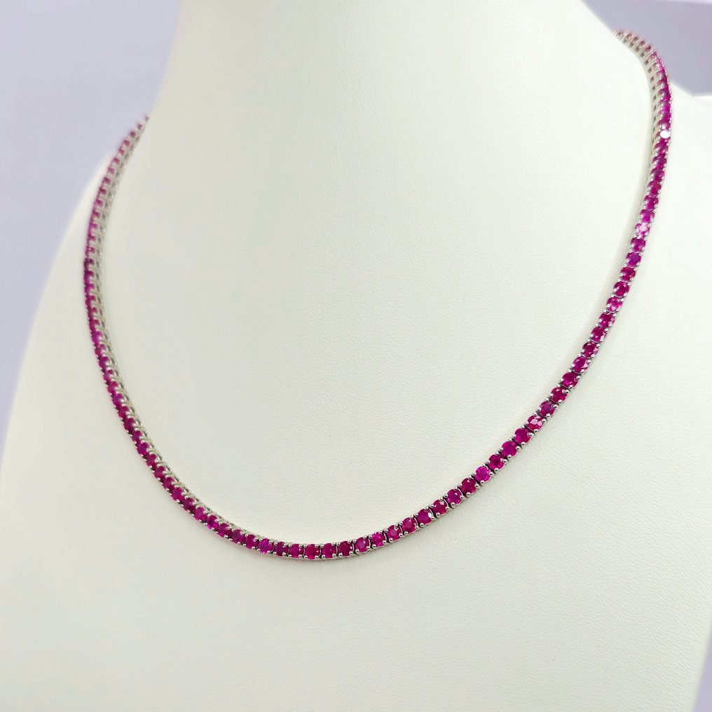 14 kt. White gold - Necklace - 19.80 ct Ruby #2.1