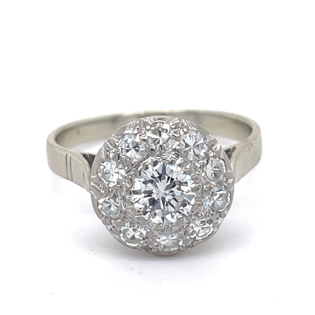 订婚戒指 - 18K包金 白金 -  0.85ct. tw. 钻石 #1.2