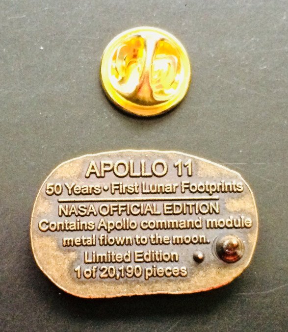 Apollo 11 - Official First Footprints NASA Lapel Pin - With Flown Metal That Went to the Moon - Limited Edition #2.1