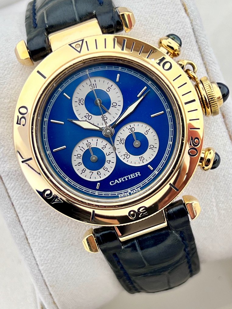 Cartier - Pasha Chronograph Blue 18K Gold - 1353 1 - Unisex - 2000-2010 #1.1