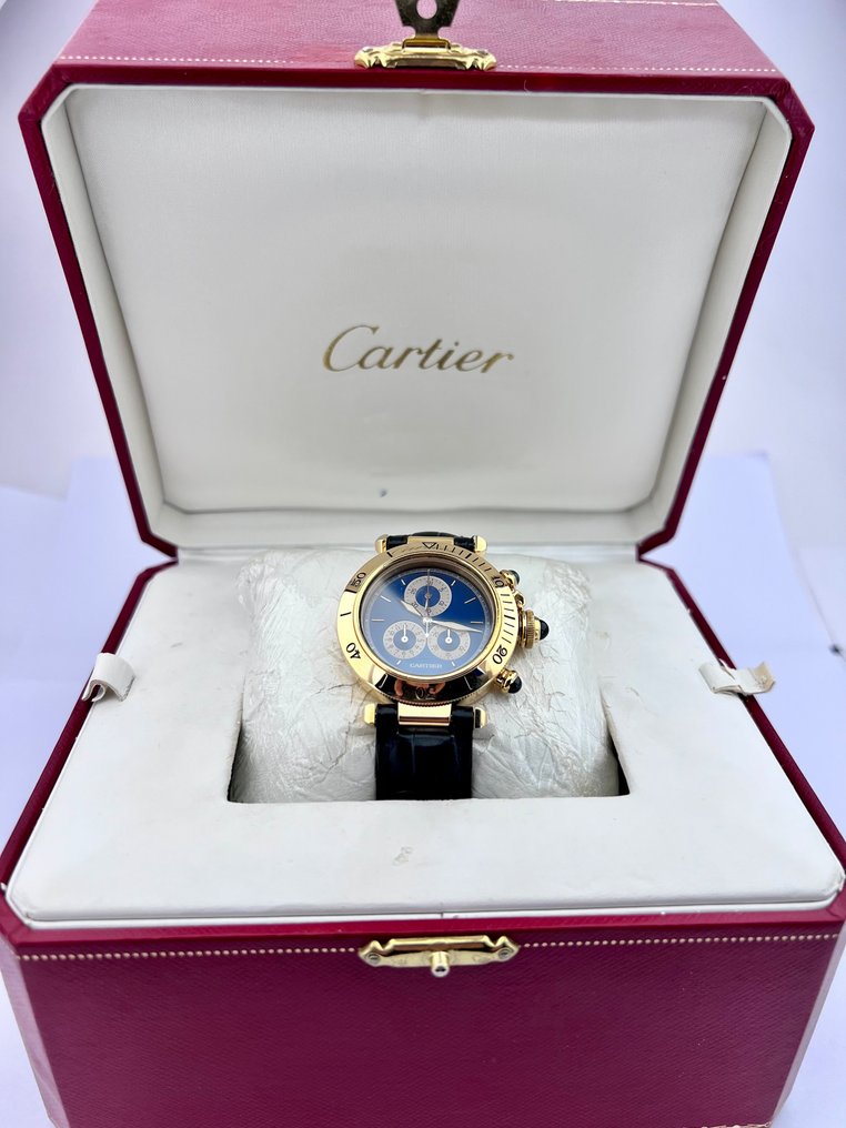 Cartier - Pasha Chronograph Blue 18K Gold - 1353 1 - Unisex - 2000-2010 #2.1