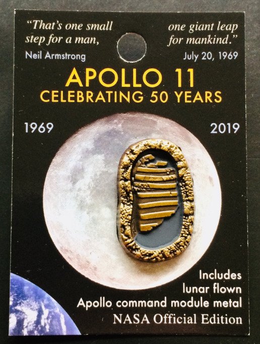 Apollo 11 - Official First Footprints NASA Lapel Pin - With Flown Metal That Went to the Moon - Limited Edition #1.0