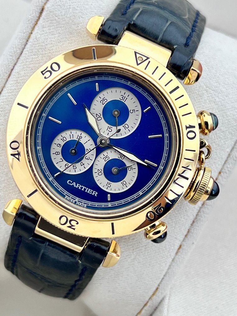 Cartier - Pasha Chronograph Blue 18K Gold - 1353 1 - Unisex - 2000-2010 #1.2