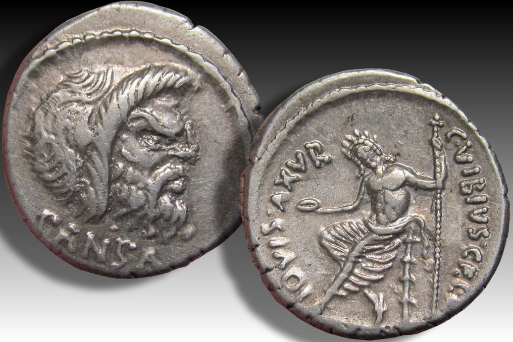 Romerska republiken. C. Vibius C. f. C.n. Pansa Caetronianus, 48 f.Kr.. Denarius Rome mint #2.1