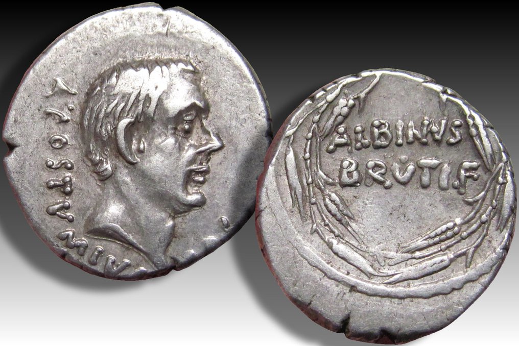 罗马共和国. Postumius Albinus Bruti f.. Denarius Rome mint 48 B.C. #2.1
