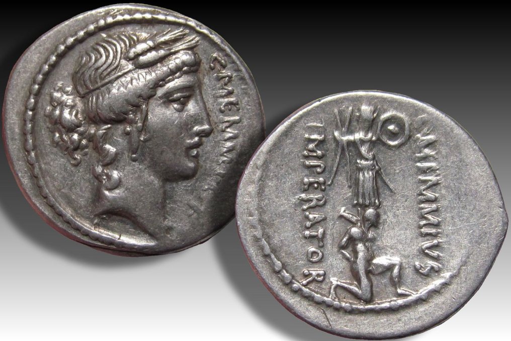 罗马共和国. C.梅米乌斯 C.f., 公元前56. Denarius Rome mint - well centered example of this type - #2.1