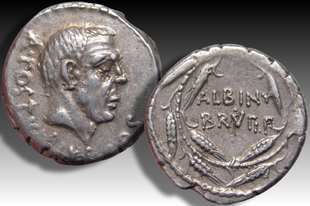 羅馬共和國. Postumius Albinus Bruti f.. Denarius Rome mint 48 B.C. #2.1