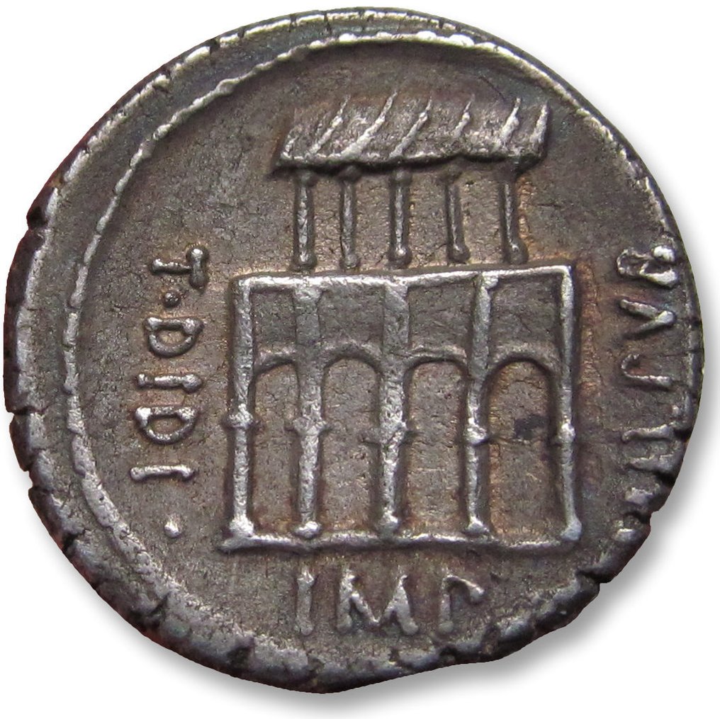 羅馬共和國. P. Fonteius P.f.Capito, 55 BC. Denarius Rome mint - VILLA PVBLICA reverse, great quality - #1.2