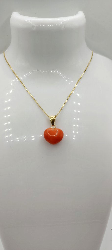 Sem preço de reserva - Colar com pingente - 18 K Ouro amarelo, corallo Coral #1.0