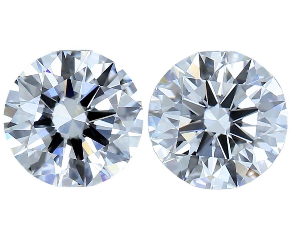 2 pcs Diamante - 1.02 ct - Rotund - D (fără culoare) - IF (perfect) #1.1