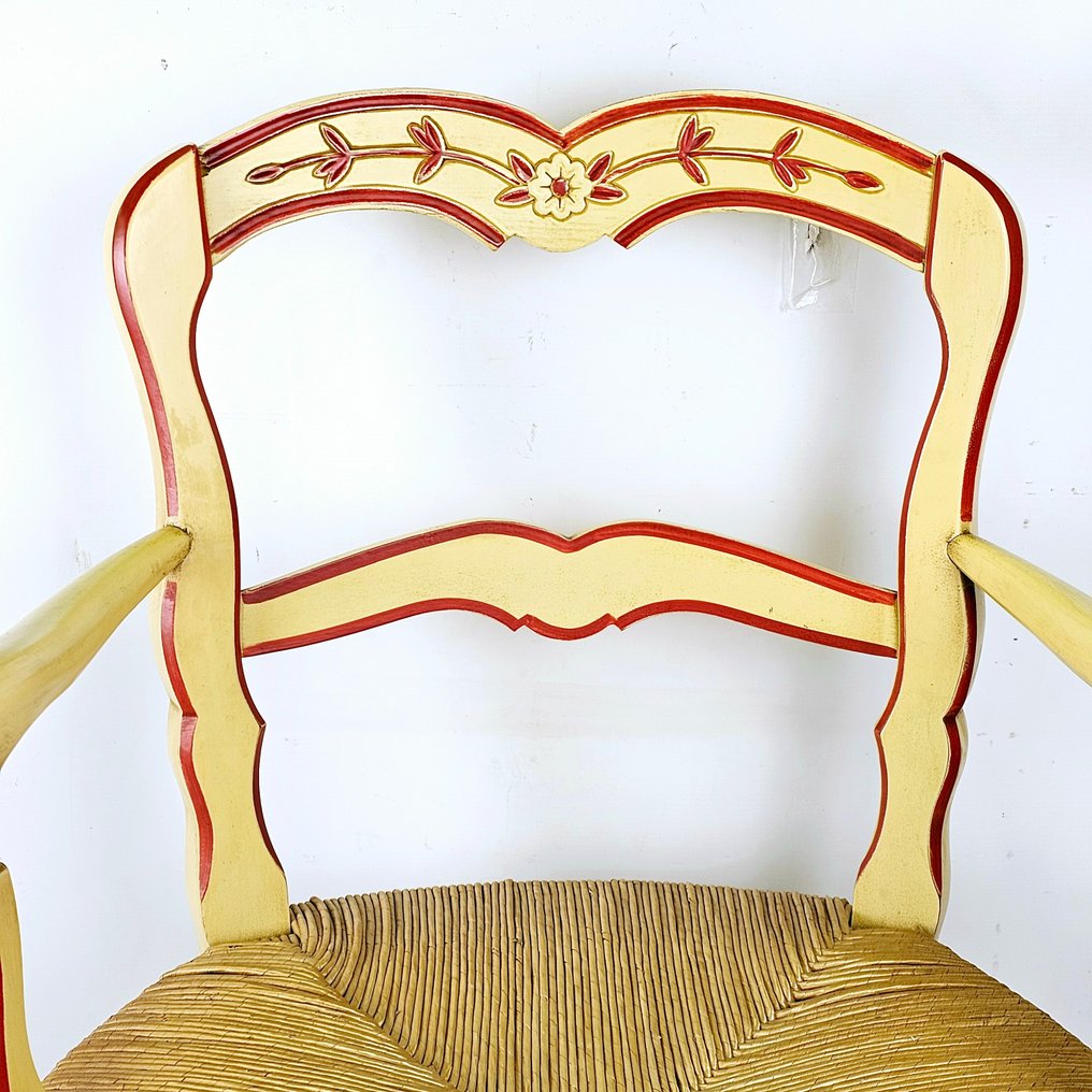 Exceptionally elegant wooden chair with woven wicker seat - Fåtölj - Glas, Trä #2.1