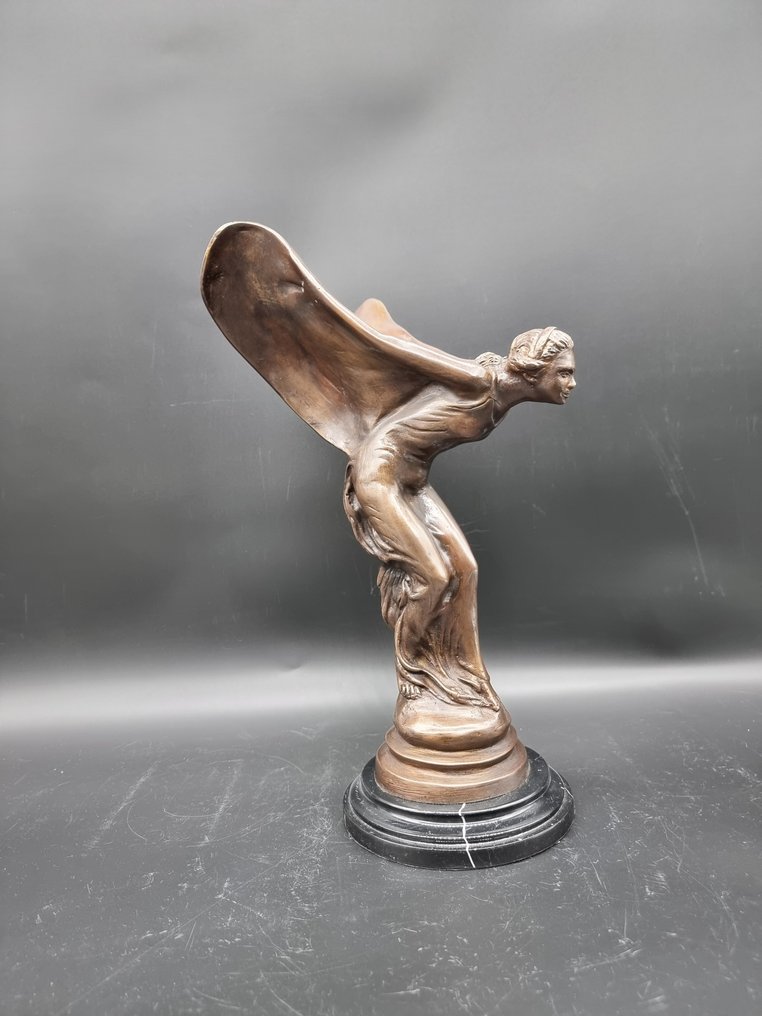Statua, NO RESERVE PRICE Rolls Royce Logo - Spirit of Ecstasy - 38 cm - Bronzo, Marmo #1.0