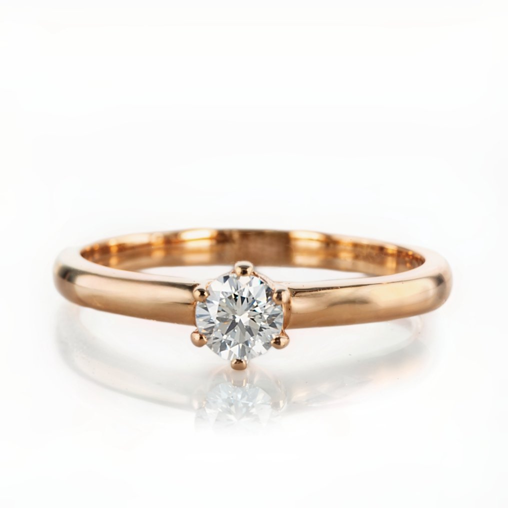 Inel de logodnă - 14 ct. Aur roz -  0.30ct. tw. Diamant  (Natural) #1.2