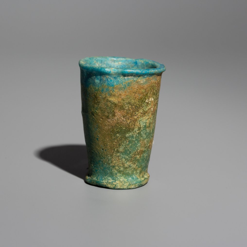 Ancient Egyptian Faience Foundation Deposit Cup. c. 1184 - 1153 BC. 4.8 cm height. #3.2