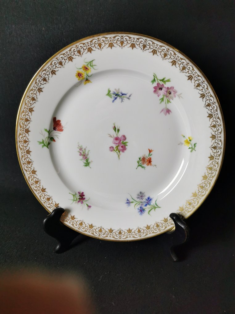 Sevres - 盘子 - 美丽的塞夫尔花卉装饰餐盘 - 拿破仑三世 - D 22.5 厘米 #2.1
