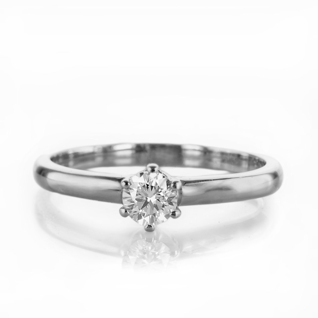 Engagement ring - 14 kt. White gold -  0.33ct. tw. Diamond  (Natural) #1.2