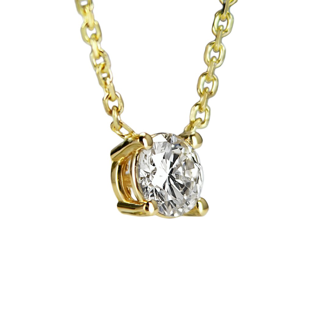 Necklace with pendant - 14 kt. Yellow gold -  0.32ct. tw. Diamond  (Natural) #1.2