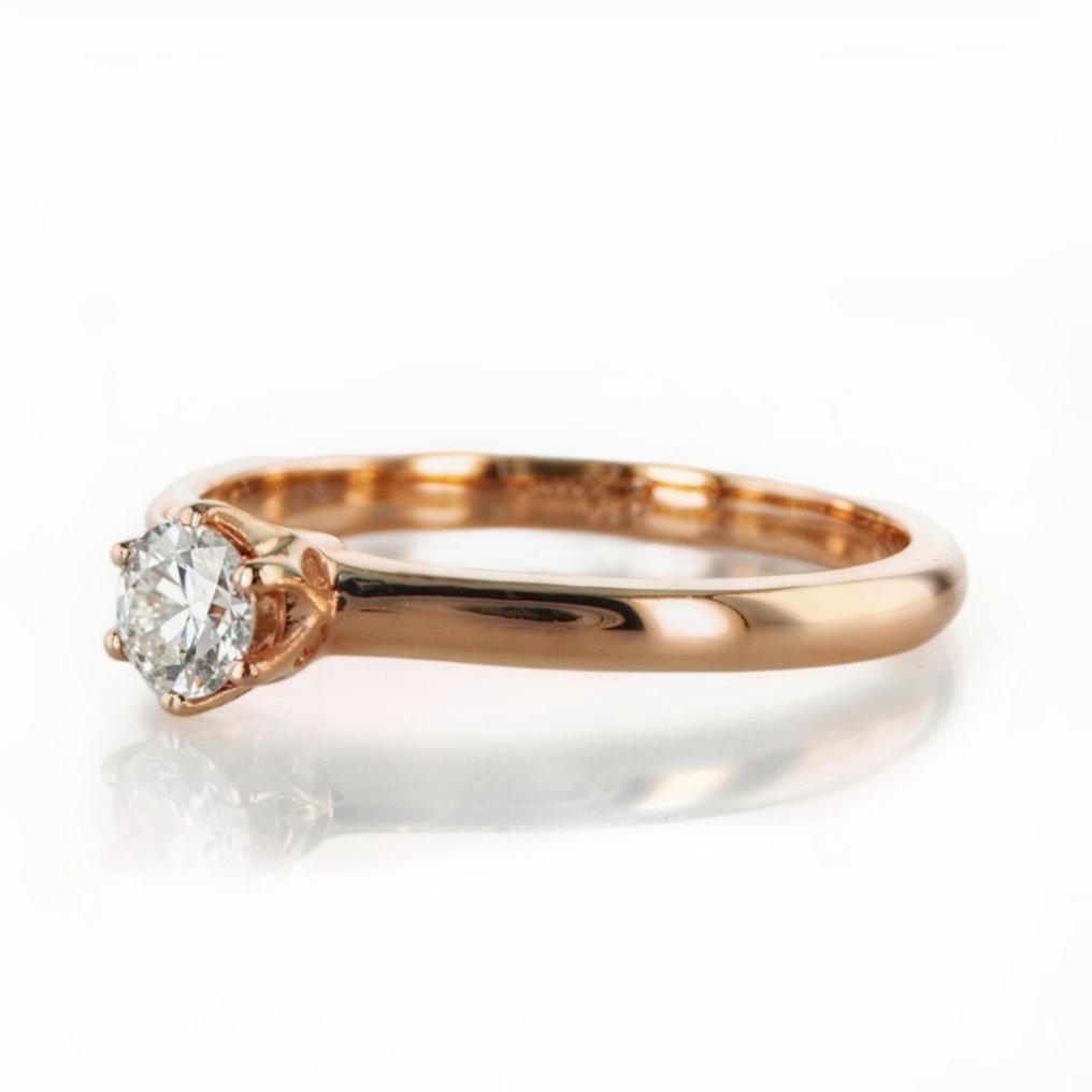 Engagement ring - 14 kt. Rose gold -  0.30ct. tw. Diamond  (Natural) #1.1