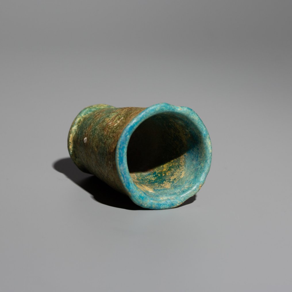 Ancient Egyptian Faience Foundation Deposit Cup. c. 1184 - 1153 BC. 4.8 cm height. #4.3