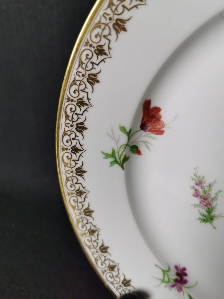 Sevres - 盘子 - 美丽的塞夫尔花卉装饰餐盘 - 拿破仑三世 - D 22.5 厘米 #1.2