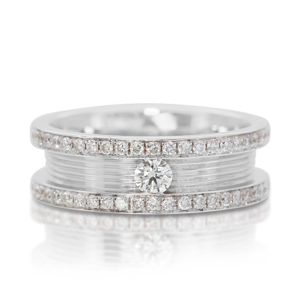18 karat Hvitt gull - Ring - 0.10 ct Diamant - Diamanter #1.1