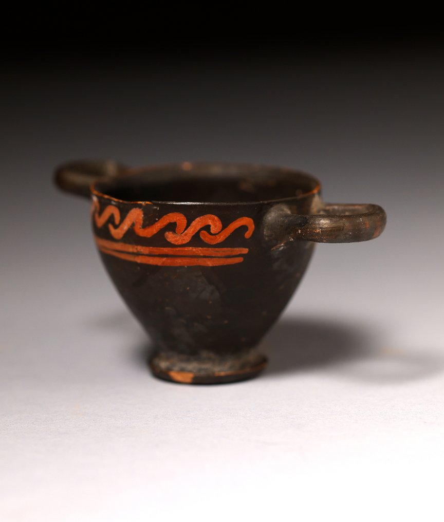 Altgriechisch Keramik verzierter Skyphos - 4.3 cm #2.2