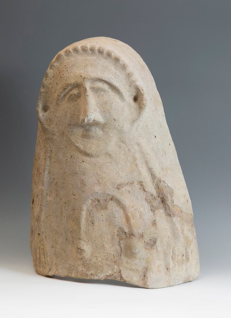 Χανανίτης Terracotta Γυναικεία προτομή Σαρκοφάγου. 55 εκ. Υ. 1400 έως 1300 π.Χ. Με δοκιμή TL. Ισπανική άδεια εξαγωγής. #2.1