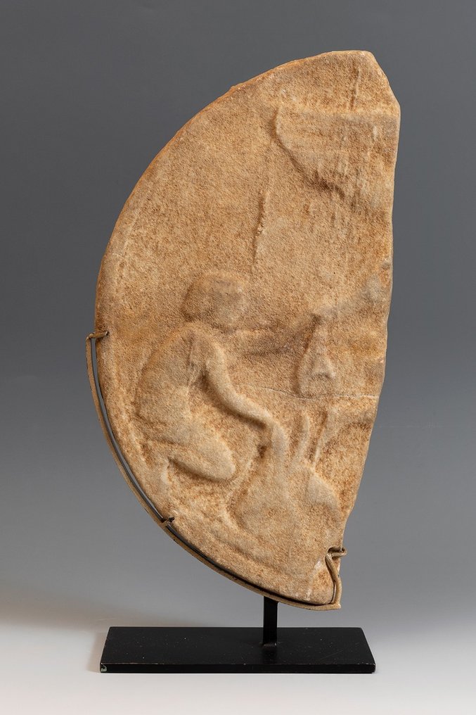 Antigua Roma Mármol Fragmento de Oscillum. Siglo I-II d.C. Alto 38 cm. #1.2